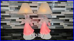 (2) 11 Angel Lighted Snow Globe Lamp Shade Color Changing