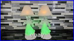 (2) 11 Angel Lighted Snow Globe Lamp Shade Color Changing