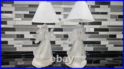 (2) 11 Angel Lighted Snow Globe Lamp Shade Color Changing