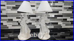 (2) 11 Angel Lighted Snow Globe Lamp Shade Color Changing