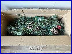 2 Balsam Hill Outdoor Winter Evergreen Garland 6 ft Clear lights NIB