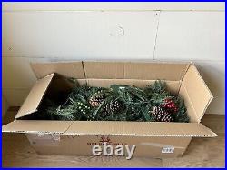 2 Balsam Hill Outdoor Winter Evergreen Garland 6 ft Clear lights NIB