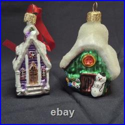2 Christopher Radko Christmas Tree Ornemants Cottage & Church