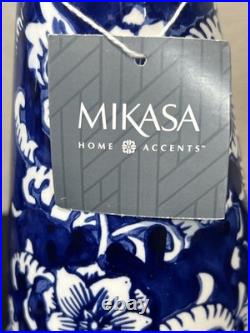 2 Mikasa Accents Ceramic White Blue Chinoiserie Floral Ceramic Christmas Trees