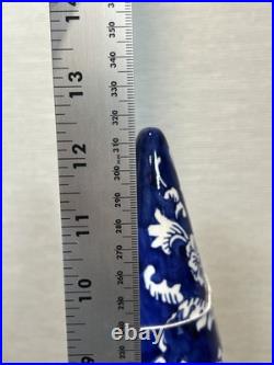 2 Mikasa Accents Ceramic White Blue Chinoiserie Floral Ceramic Christmas Trees