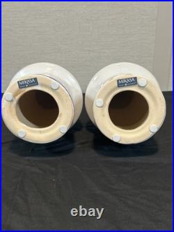 2 Mikasa Accents Ceramic White Blue Chinoiserie Floral Ceramic Christmas Trees