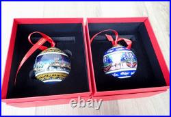 2 New Halcyon Days Uk England Christmas Ornament Ball Big Ben Union Jack Flag