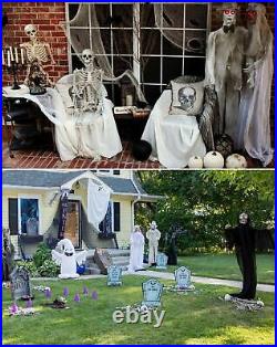 2-PC Life-Size Ghost Bride & Groom Standing Halloween Prop with Flashing Eyes 67H