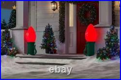 2-Pack 3 FT LED Jumbo Red Bulb Battery Operated Holiday Yard Decor Props NEW