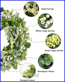 2 Pack Green Eucalyptus Leaf Wreaths, 24 Inch Artificial Spring Summer Wreath 2 Pack Green Eucalyptus Leaf Wreaths, 24 Inch Artificial Spring Summer Wreath