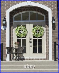 2 Pack Green Eucalyptus Leaf Wreaths, 24 Inch Artificial Spring Summer Wreath 2 Pack Green Eucalyptus Leaf Wreaths, 24 Inch Artificial Spring Summer Wreath