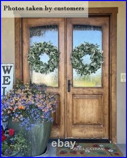 2 Pack Green Eucalyptus Leaf Wreaths, 24 Inch Artificial Spring Summer Wreath 2 Pack Green Eucalyptus Leaf Wreaths, 24 Inch Artificial Spring Summer Wreath