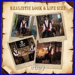 2 Pcs 5.6 Ft Halloween Pirate Captain Skeleton Life Size Movable Joints
