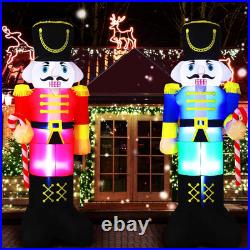 2 Pcs 8 Ft Christmas Inflatables Nutcracker Soldier Style Built-In Lights, Out