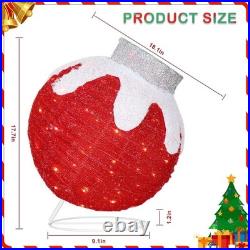 2 Pcs Outdoor Christmas Ornaments, Lighted Pop-Up Outdoor Holiday Ball Decoratio