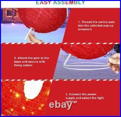 2 Pcs Outdoor Christmas Ornaments, Lighted Pop-Up Outdoor Holiday Ball Decoratio