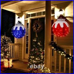 2 Pcs Outdoor Christmas Ornaments, Lighted Pop-Up Outdoor Holiday Ball Decoratio