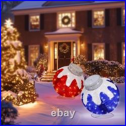 2 Pcs Outdoor Christmas Ornaments, Lighted Pop-Up Outdoor Holiday Ball Decoratio