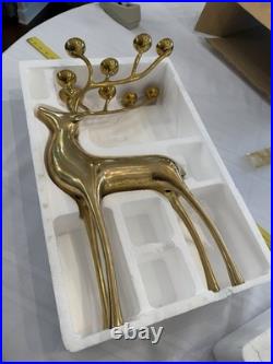 2 Showstoppong VTG Gold Brass Reindeer 10 Count Candelabra Pottery Barn 20