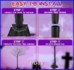 2 árboles negros 1,2 m con 100 LED morado/naranja y temporizador Halloween