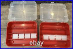 2x Sterilite Christmas Ornament Storage Case Red 32 Adjustable Stackable 1979