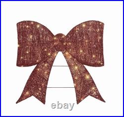 30 LED Twinkling Red Glitter Bow Modern Farmhouse Christmas Hanging Decor