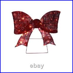 30 LED Twinkling Red Glitter Bow Modern Farmhouse Christmas Hanging Decor