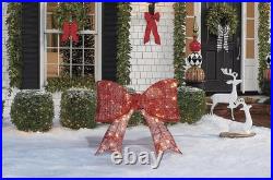 30 LED Twinkling Red Glitter Bow Modern Farmhouse Christmas Hanging Decor