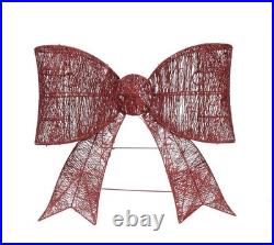 30 LED Twinkling Red Glitter Bow Modern Farmhouse Christmas Hanging Decor