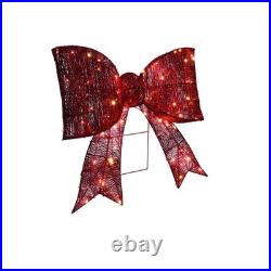 30 LED Twinkling Red Glitter Bow Modern Farmhouse Christmas Hanging Decor