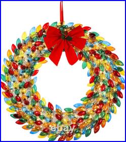 30 Retro C9 Bulb Wreath Multi-Color with Warm White LED Lights