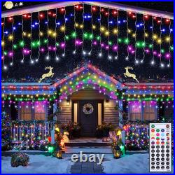 33FT Christmas Icicle Lights Outdoor Connectable, White 8 Modes Set 2025