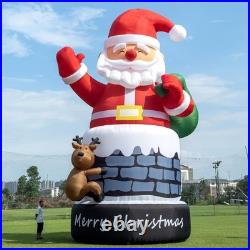 33FT Giant Christmas Inflatable Santa Claus in Chimney with Light Grow Up Xmas