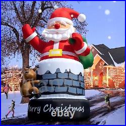 33FT Giant Premium Christmas Inflatable Santa Claus Reindeer Outdoor +Air Blower