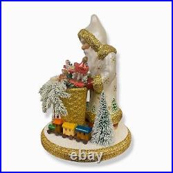 $351 Ino Schaller White Santa /w Angel v2 Handmade Paper Mache Doll Figurine 12