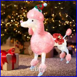 35 Christmas Poodle Dog Decoration with Lights3D Pink Dog Lighted-up Outdoo