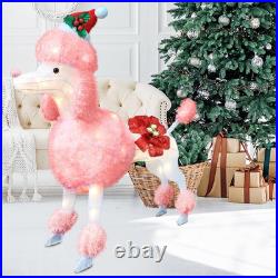 35 Christmas Poodle Dog Decoration with Lights3D Pink Dog Lighted-up Outdoo