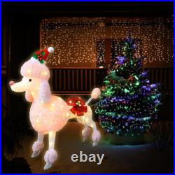 35 Christmas Poodle Dog Decoration with Lights3D Pink Dog Lighted-up Outdoo