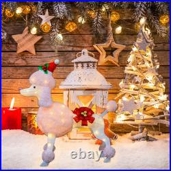 35 Christmas Poodle Dog Decoration with Lights3D Pink Dog Lighted-up Outdoo