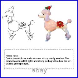 35 Christmas Poodle Dog Decoration with Lights, 3D Pink Dog Lighted-up Outdoo