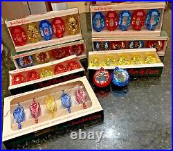 35 Vintage Jewel Brite by Decor Unbreakable Christmas Ornaments Birds Teardrop