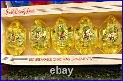 35 Vintage Jewel Brite by Decor Unbreakable Christmas Ornaments Birds Teardrop