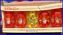 35 Vintage Jewel Brite by Decor Unbreakable Christmas Ornaments Birds Teardrop