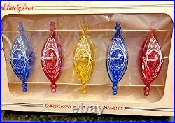 35 Vintage Jewel Brite by Decor Unbreakable Christmas Ornaments Birds Teardrop