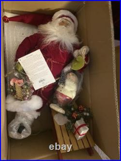 $365 Lynn Haney By One Hundred 80 Degrees Red Santa with Snowman Figurine 20