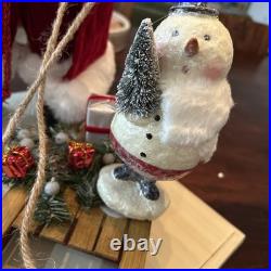 $365 Lynn Haney By One Hundred 80 Degrees Red Santa with Snowman Figurine 20