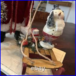 $365 Lynn Haney By One Hundred 80 Degrees Red Santa with Snowman Figurine 20