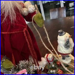 $365 Lynn Haney By One Hundred 80 Degrees Red Santa with Snowman Figurine 20
