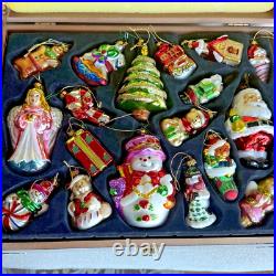 36 Christmas Ornaments Collection Vintage Handblown Handpainted Wood Brass Box 36 Christmas Ornaments Collection Vintage Handblown Handpainted Wood Brass Box