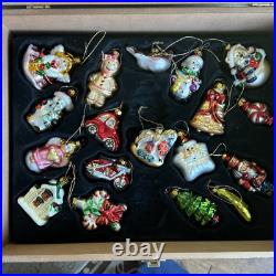 36 Christmas Ornaments Collection Vintage Handblown Handpainted Wood Brass Box 36 Christmas Ornaments Collection Vintage Handblown Handpainted Wood Brass Box